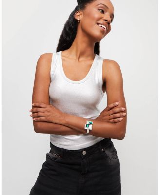 Rigid Sterling Bracelet with Green Crystals