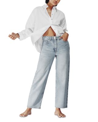 Petites Selin Straight Leg Jeans in Pale Blue