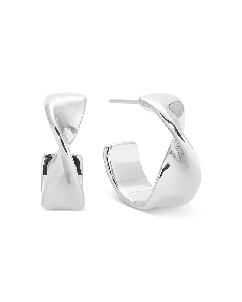 Ettika Heirloom Twist Small Hoops Earrings In Silver
