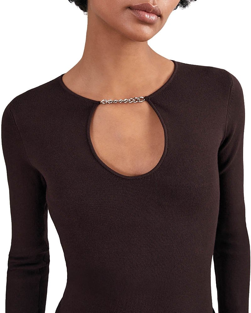 Reiss Tilly Keyhole Cut Out Top In Brown