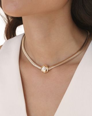Crystal Solitaire Collar Necklace, 15-18"