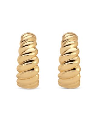 Modern Ribbed Small Hoop Earrings