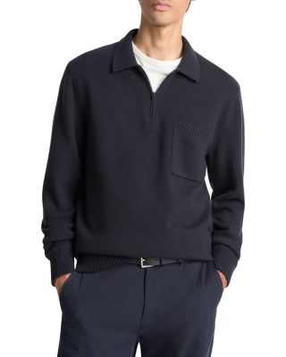 Wool and Cashmere Long Sleeve Zip Polo