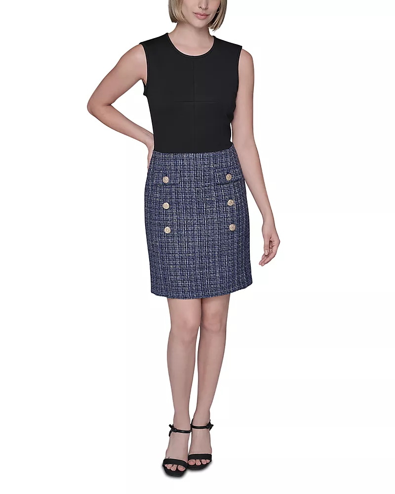 Karl Lagerfeld Paris Mixed Media Dress