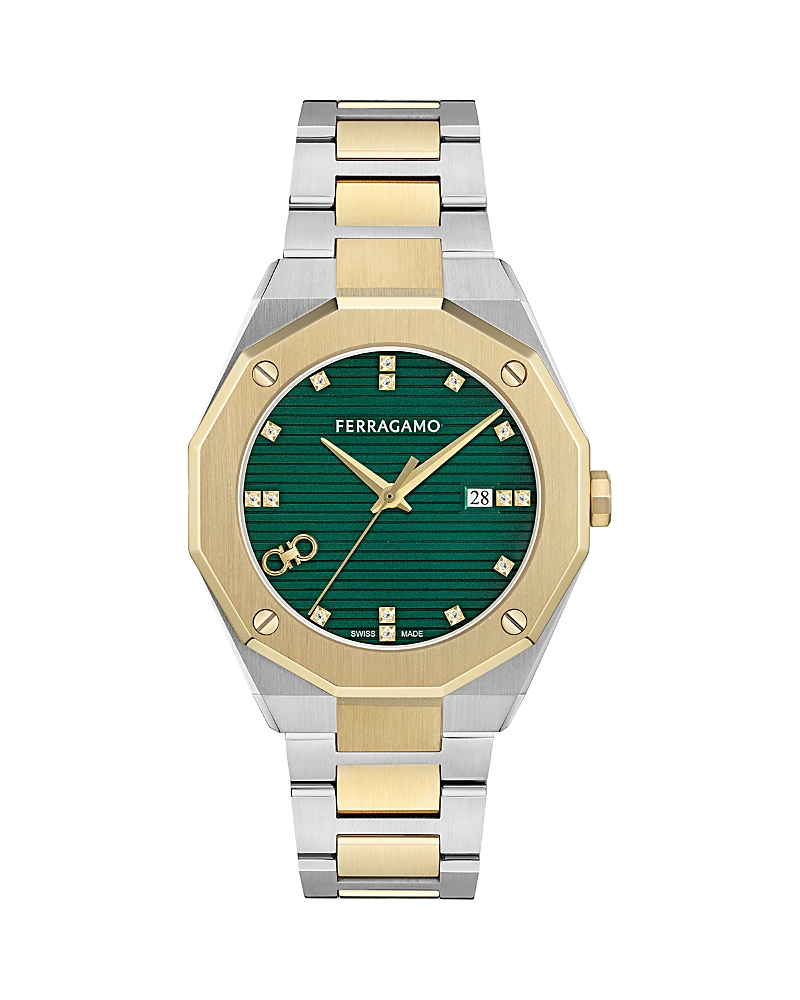 Ferragamo Edge Diamond Watch, 40mm In Orange