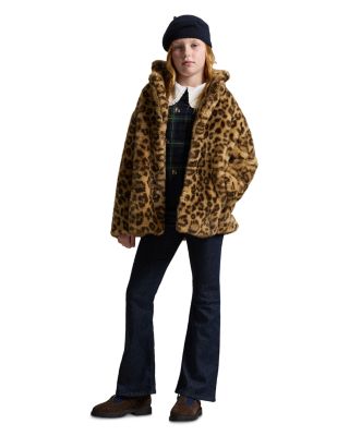 Girls' Leopard Print Teddy Fleece Jacket - Big Kid