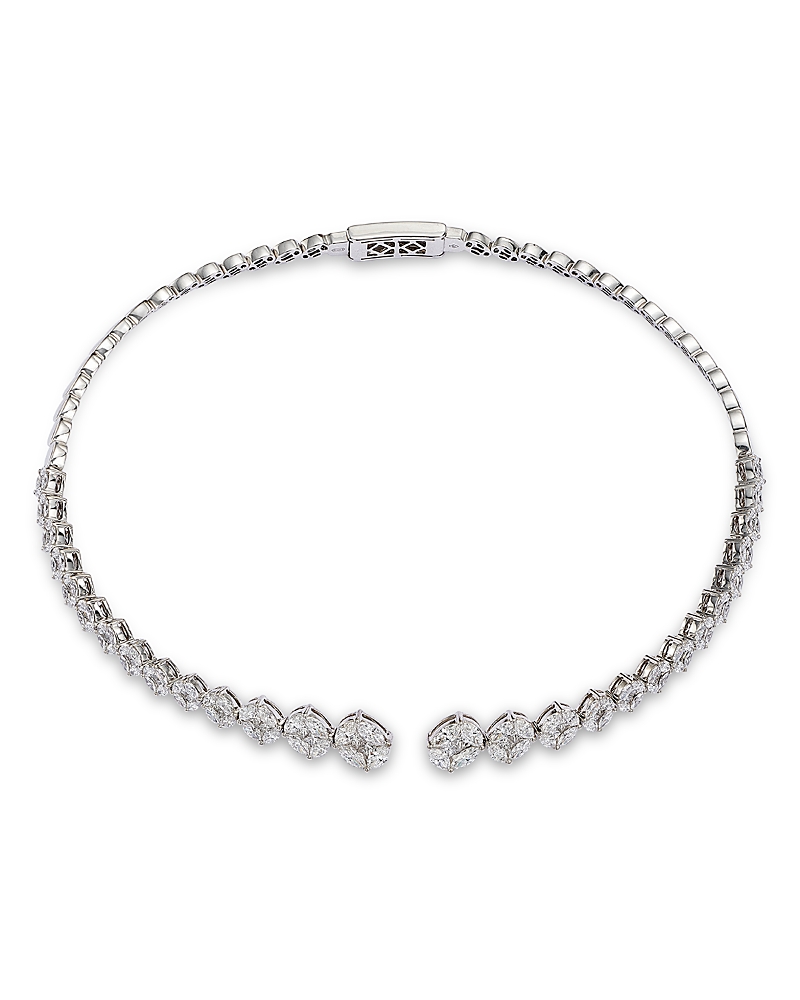 Zydo Diamond Collar Necklace In 18k White Gold, 8.02 Tcw In Silver