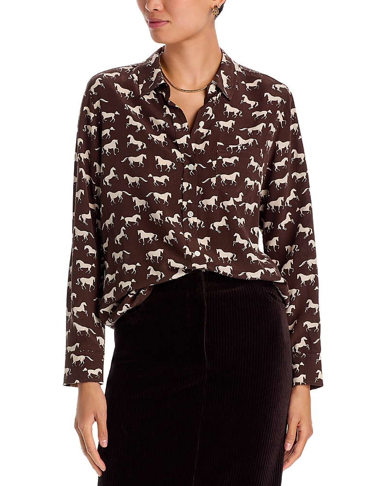 Rails Kate Silk Blouse In Brown