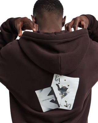 Twill Hooded Sweatshirt With Playing Cards Print at Back