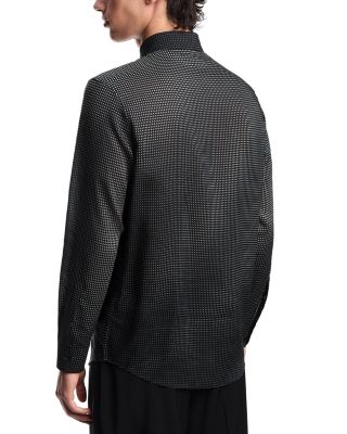 Micro Pattern Print Comfort Fit Button Down Shirt