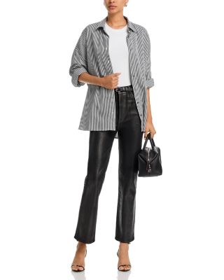 Le Sleek Coated High Rise Straight Jeans in Mood Ring 