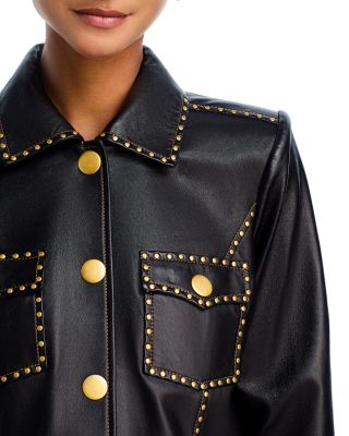 Winsome Leather Crop Studded Jacket