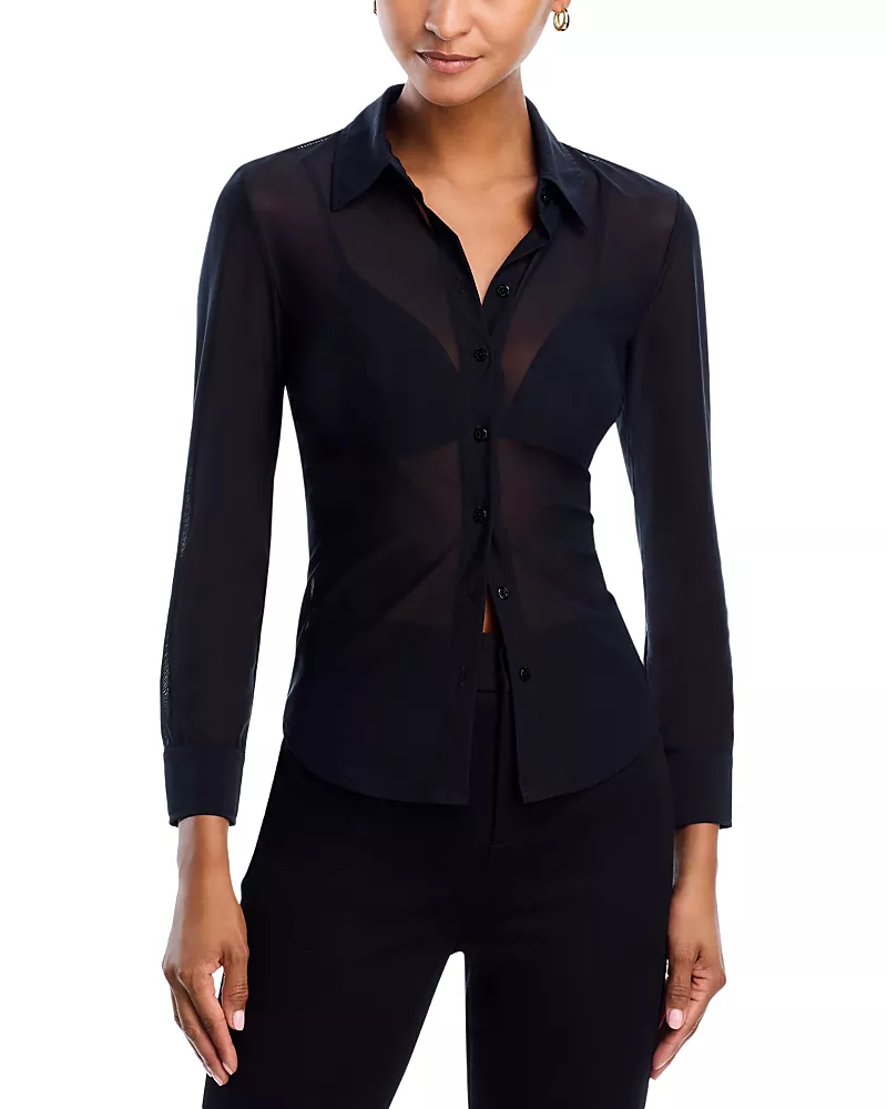 L'Agence Indiana Fitted Mesh Blouse