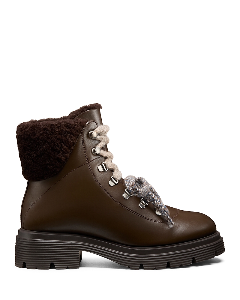 Stuart Weitzman Hudson Lite Genuine Shearling Lined Lace-up Bootie In Brown