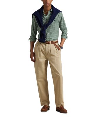 Cotton Stretch Poplin Gingham Check Classic Fit Button Down Shirt