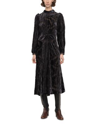 Regine Burnout Velvet Midi Dress