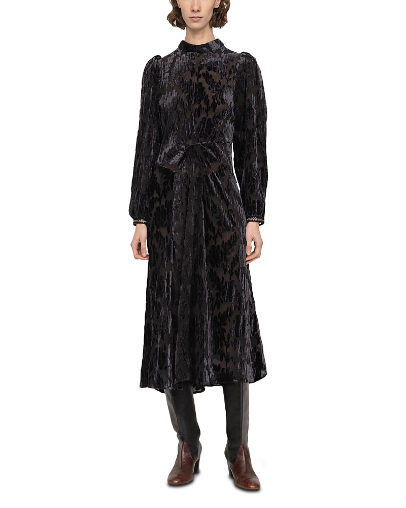 Sea Regine Burnout Velvet Midi Dress In Black