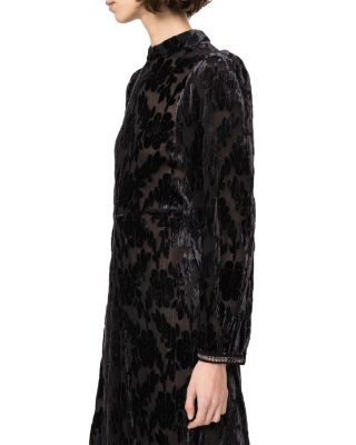 Regine Burnout Velvet Midi Dress