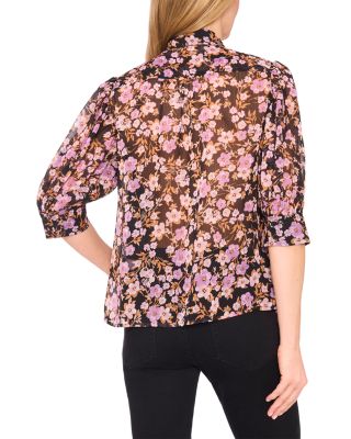 Printed Ruched Sleeve Top