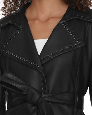 Faux Leather Cropped Whipstitch Jacket