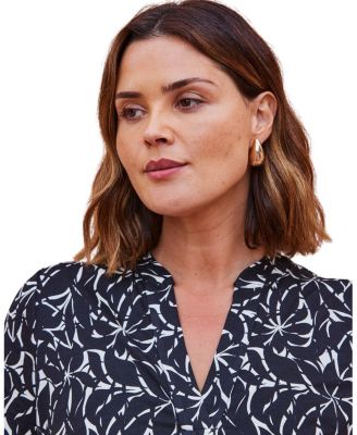 Print Nehru Collar Top