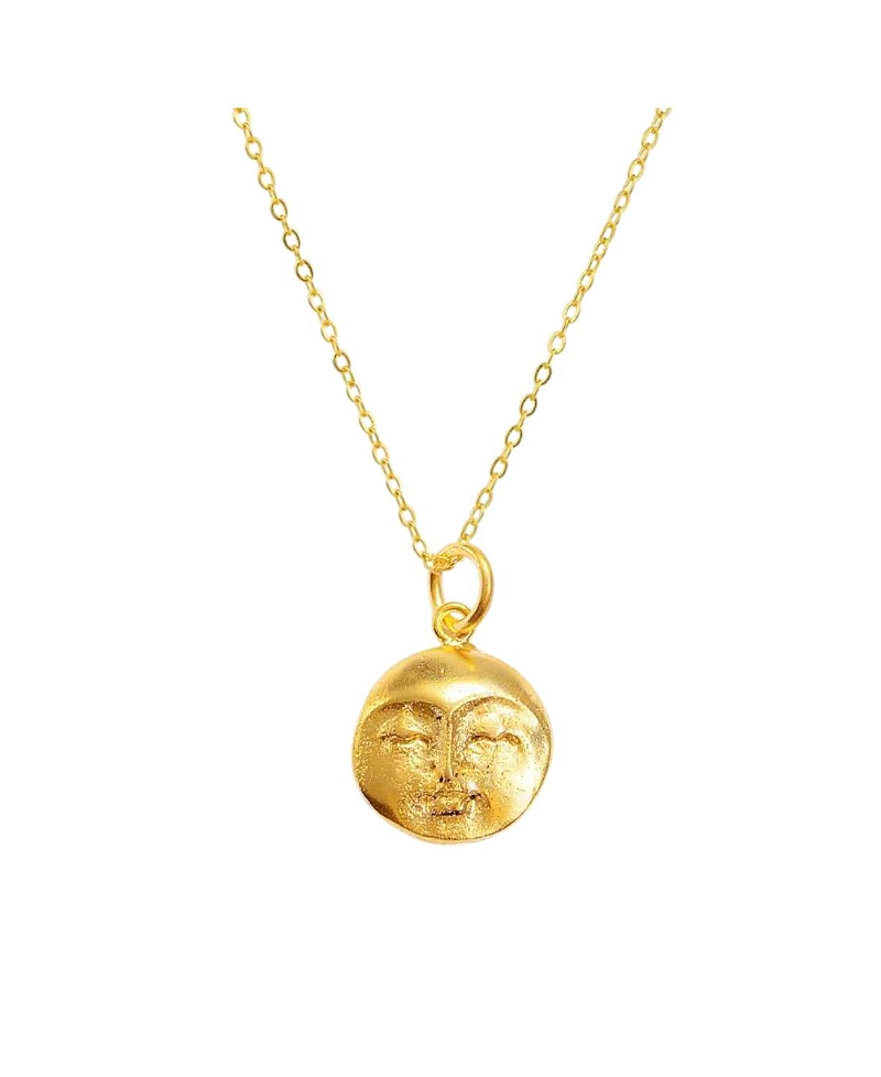 Ottoman Hands Moon Face Pendant Necklace