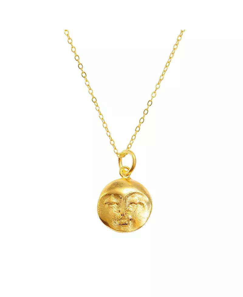 Ottoman Hands Moon Face Pendant Necklace