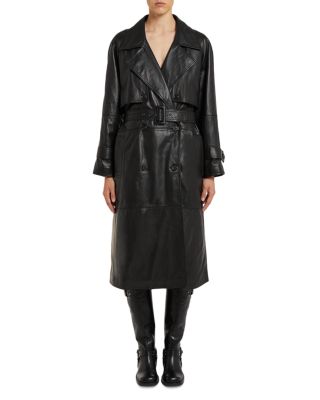 Firstclass Black Leather Trench Coat