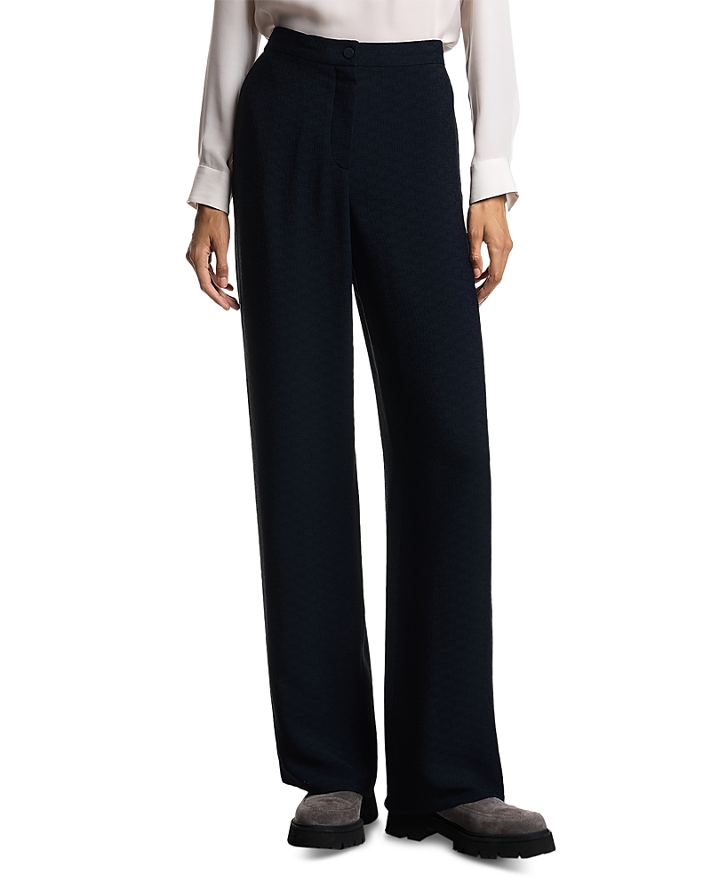 Emporio Armani Chevron Jersey Straight Leg Trousers In Black