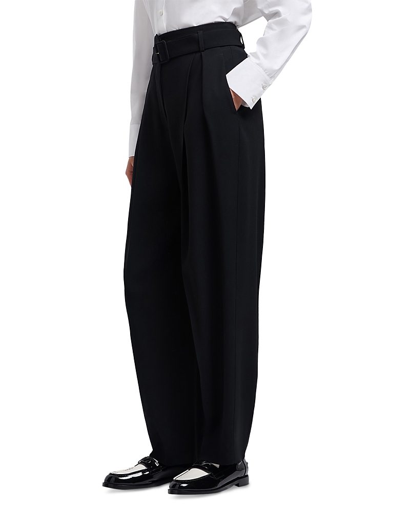 Emporio Armani Pleated Belted Trousers In Black