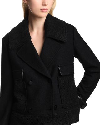 Fleece Faux Leather Trim Jacket