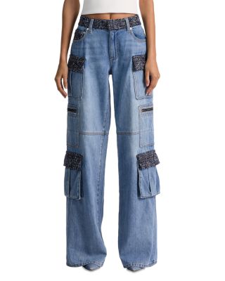 Cay Mid Rise Baggy Cargo Jeans in Celine Vintage