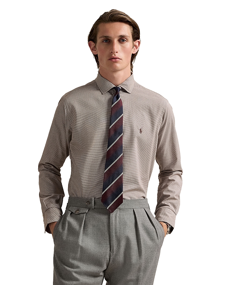 Polo Ralph Lauren Classic Fit Houndstooth Twill Shirt In Gray