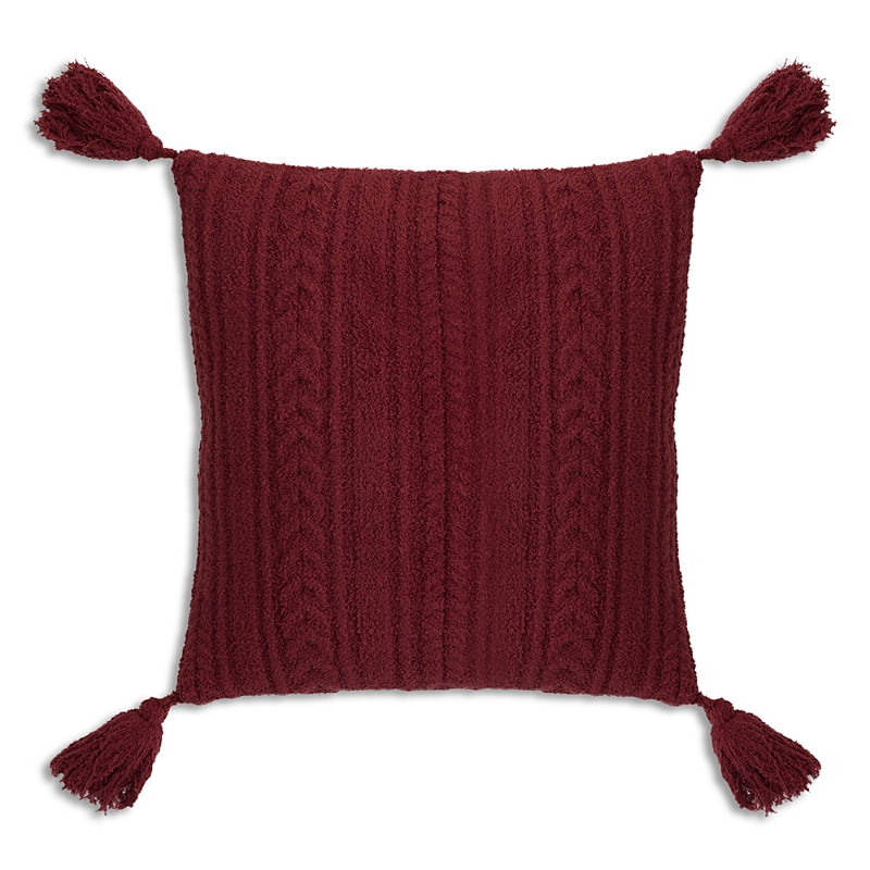 Barefoot Dreams Cozychic Cable Pillow With Tassels, 20 In Red