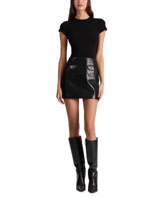 Sydney Faux Leather A Line Mini Dress