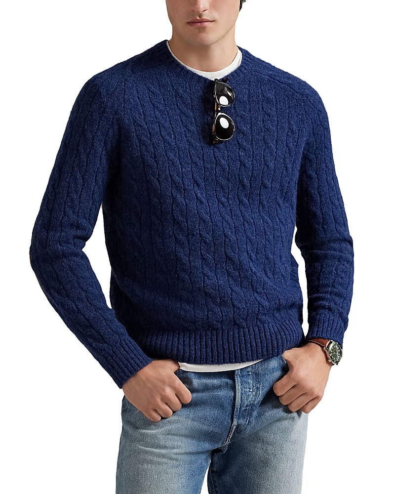 Polo Ralph Lauren Original Label Long Sleeve Saddle Crewneck Sweater In Blue
