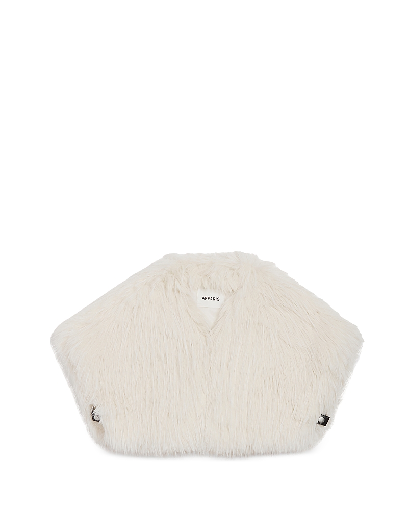 Apparis Devin Faux Fur Shrug In Neutral