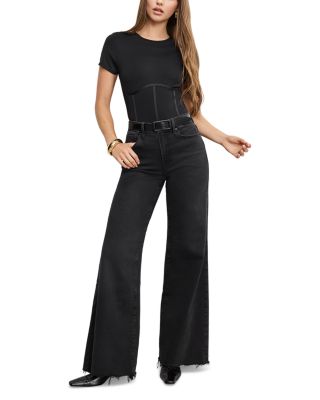 Soft Tech Good Waist Palazzo Jeans in Black391