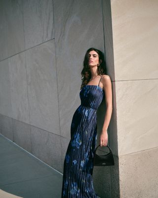 Strapless Floral Print Midi Dress