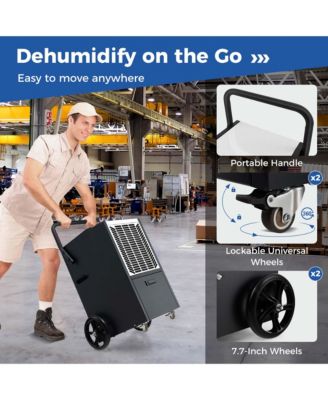  163 Pints Commercial Dehumidifier with Pump & Drain Hose Heavy Duty Dehumidifier