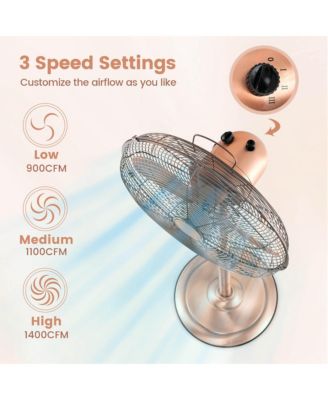 16" Standing Pedestal Fan with 3 Speed Settings Carrying Handle Aluminum Blades