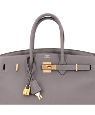 Birkin 35 Handbag Grey Togo with Gold Hardware