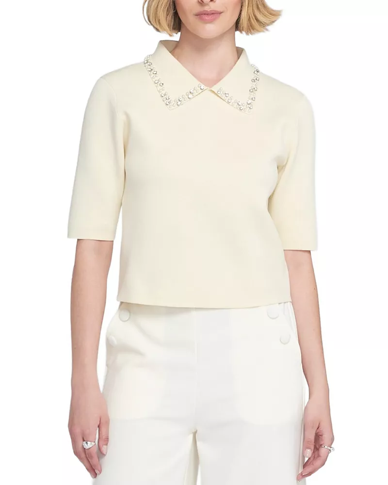 Elle Collection Embellished Collar Knit Top