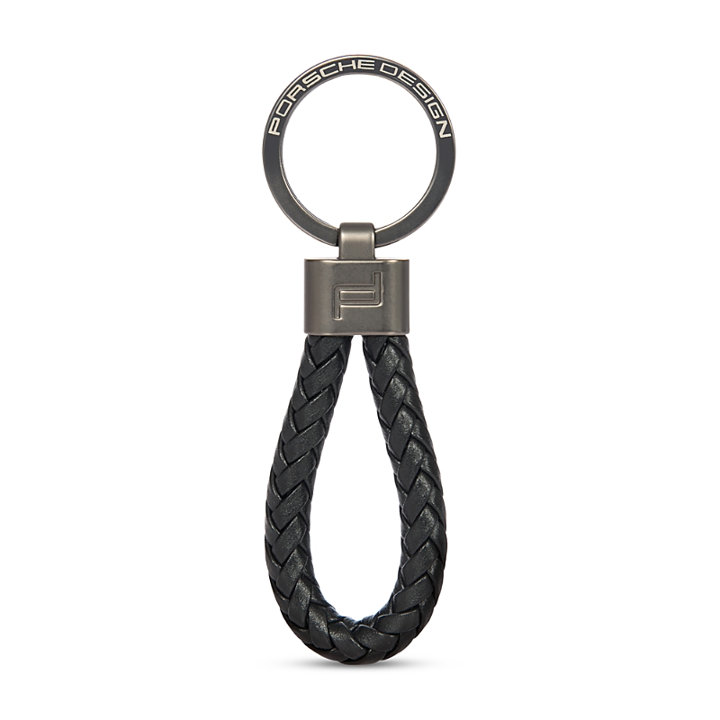 Porsche Design Braided Leather Rope Key Ring In Black