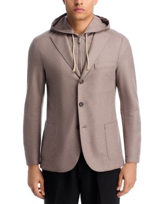 Flannel Slim Fit Sport Coat with Removable Full Zip Hoodie