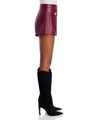 Deidra Faux Leather Collarless Jacket & Dionne Faux Leather High Waisted Shorts