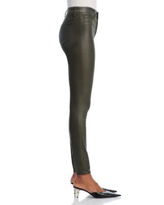 Marguerite Coated High Rise Skinny Jeans in Deep Olive