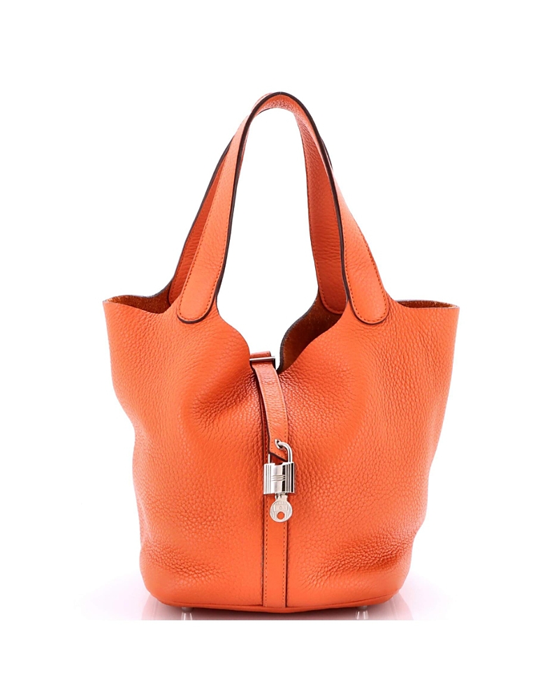 Pre-owned Pre-owned Hermes Hermes Mm Picotin Lock Bag Clemence In Orange