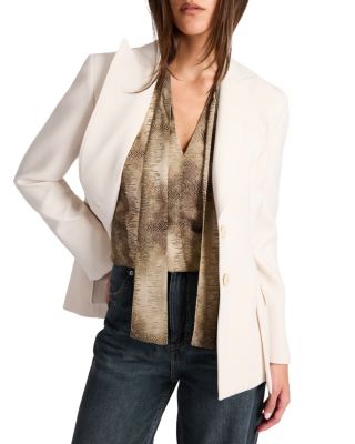 Mimi Soft Stretch Crepe Double Button Open Flap Jacket