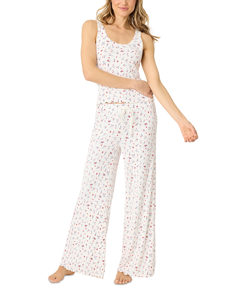 Pj Salvage La Rose Tank Pajama Set In White